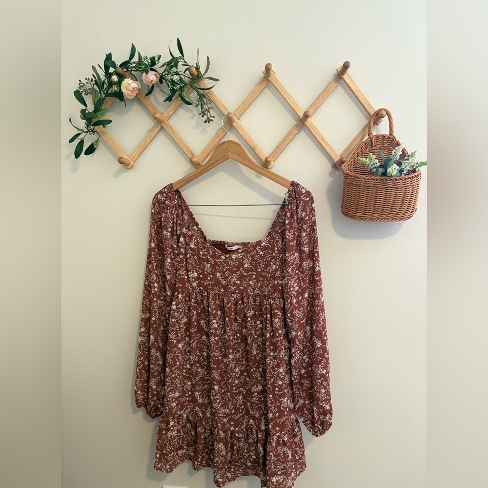 Floral Rust Brown Women's Dress
